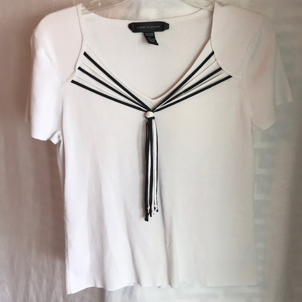 White Cable & Gauge Blouse
